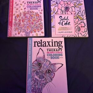 Coloring Book Set with Cat and Floral Designs